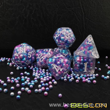 Bescon Pearl Polyhedral Dice Set, Peacock Pearl Poly RPG Dice set of 7